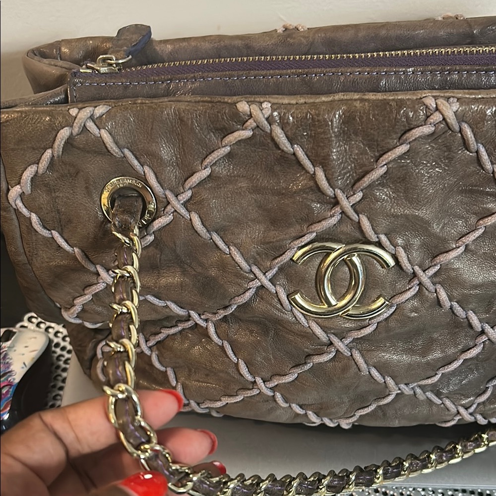 Chanel Brown Quilted Shoulder Bag with Chain Straps